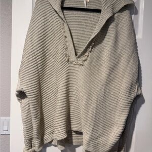 Free People Cream V-Neck Sweater